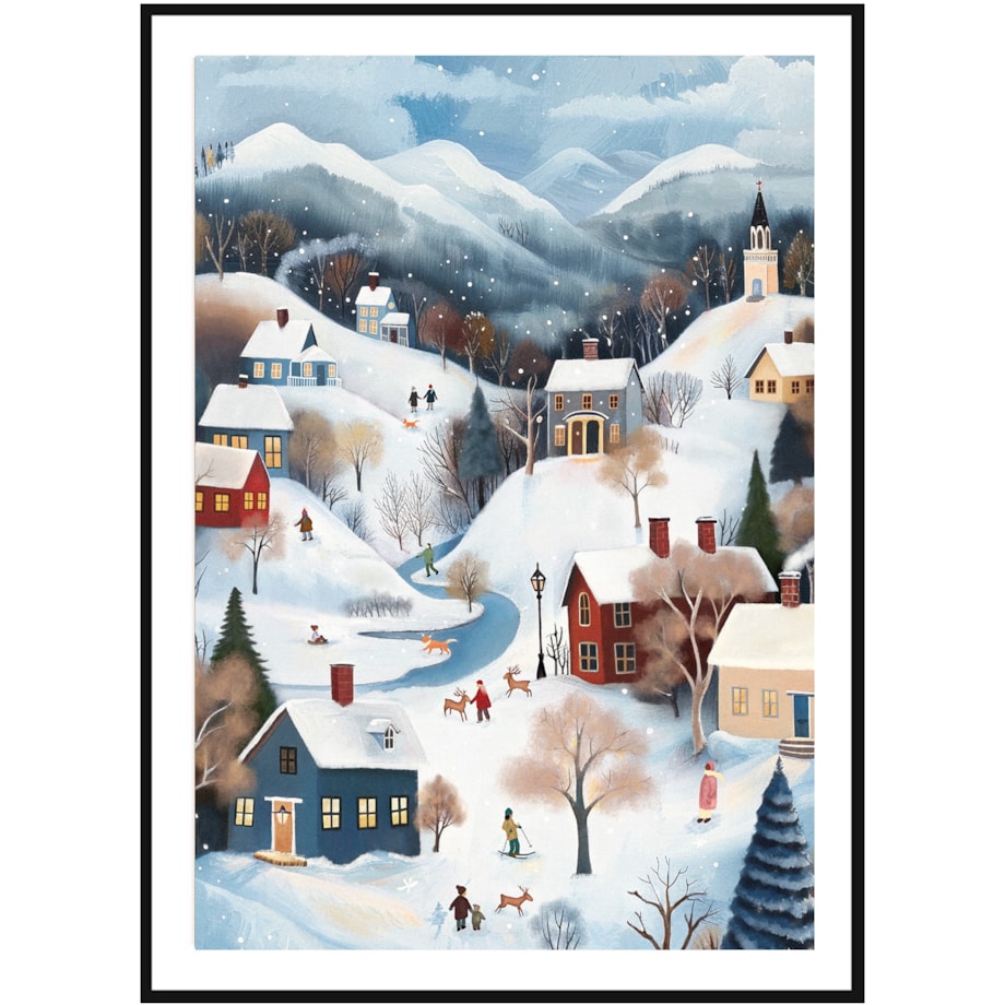 Poster Story, Plakat, Obraz - Zimowa Wioska, wymiary 70 x 100 cm
