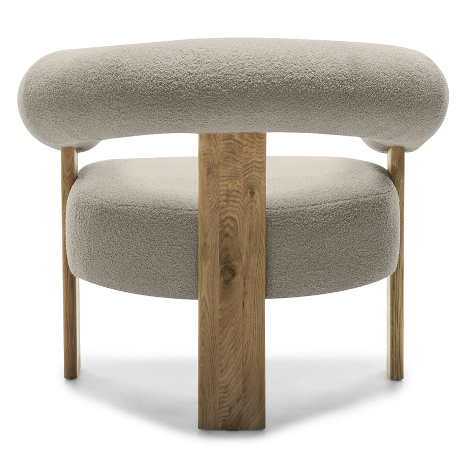 Fotel wypoczynkowy brązowoszary bouclé/dąb Ilady