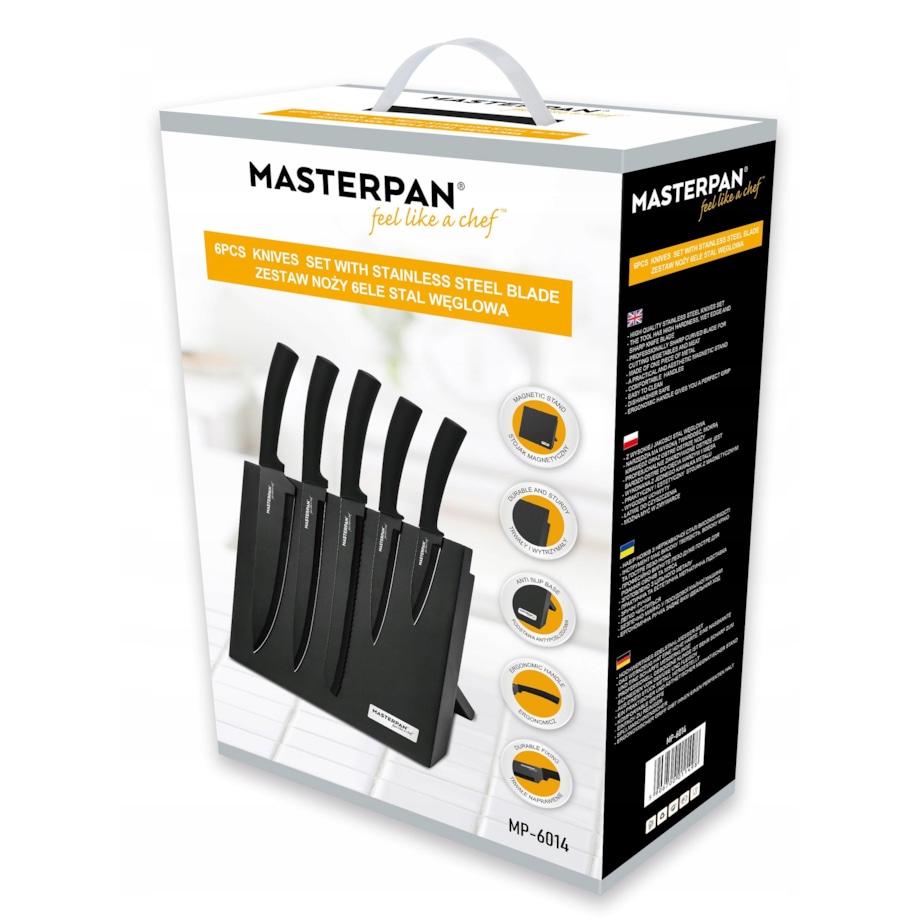 Zestaw Komplet Noży Kuchennych Z Magnetycznym Stojakiem 6 El. Ostre
