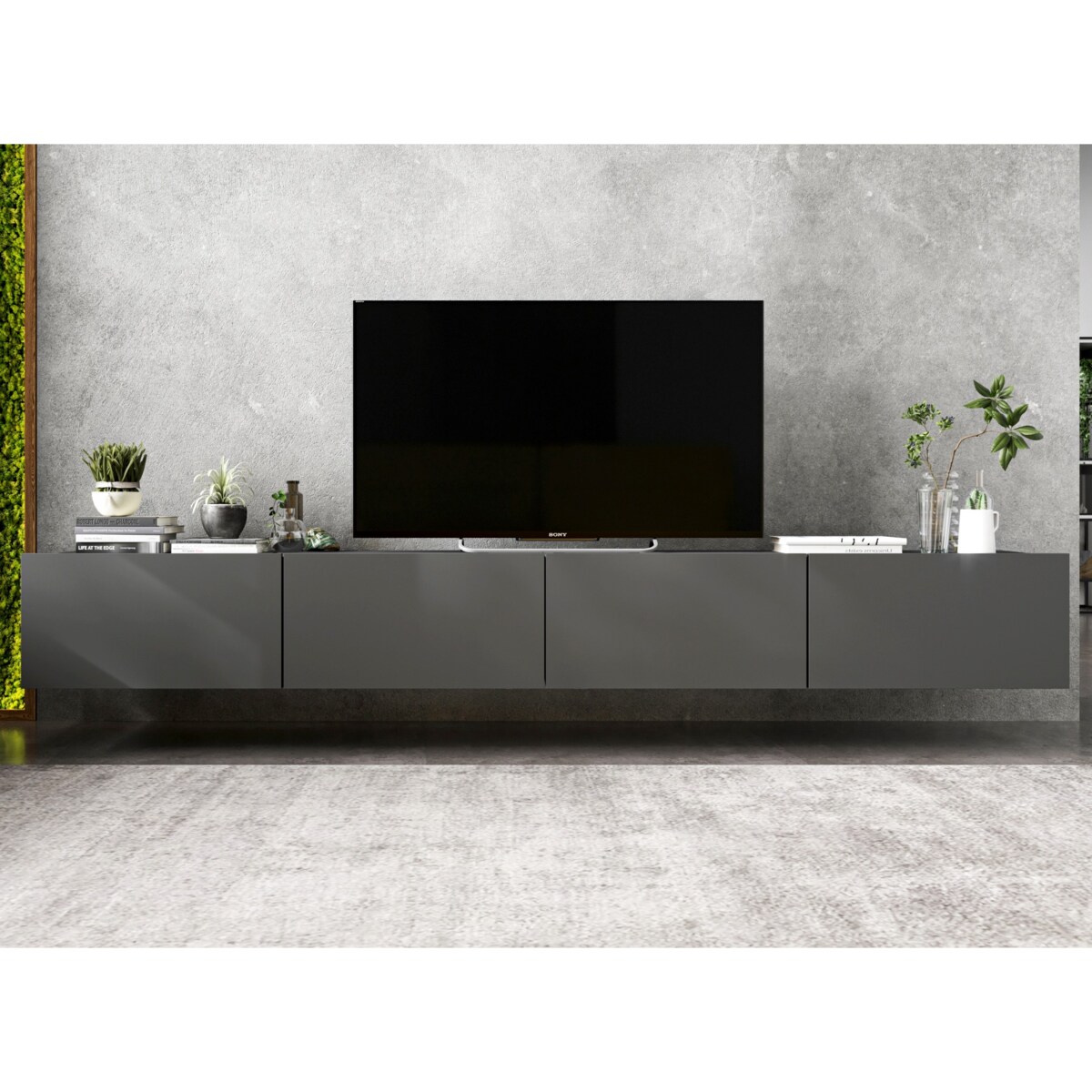 Szafka RTV Loft Stojąca / Wisząca Komoda RTV Grafit MAT 240 cm