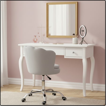 Fotel obrotowy krzesło muszelka welurowy do biurka toaletki szare shell