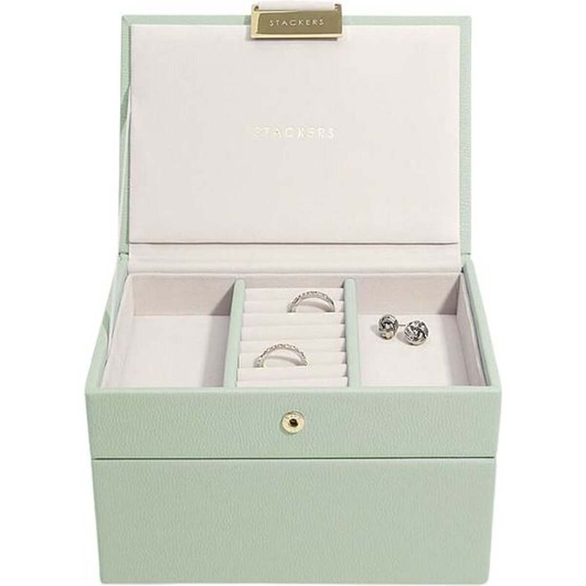 Szkatułka na biżuterię Stackers podwójna mini zieleń szałwiowa