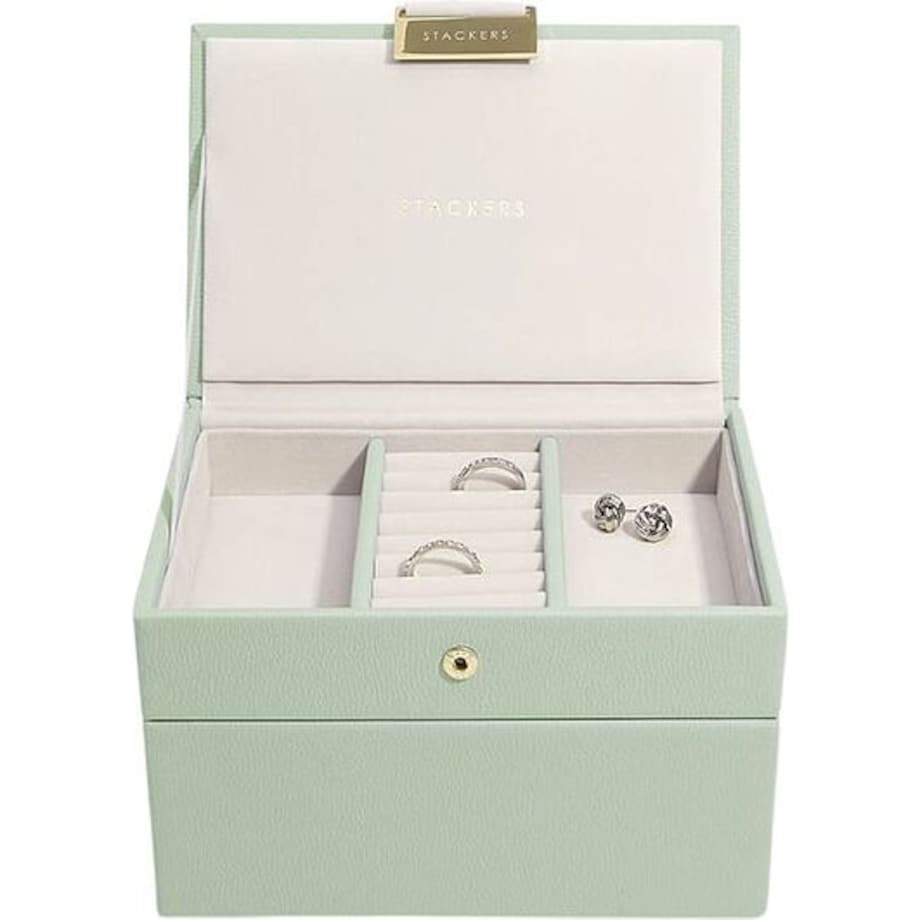 Szkatułka na biżuterię Stackers podwójna mini zieleń szałwiowa