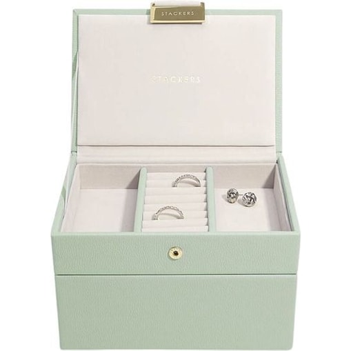 Szkatułka na biżuterię Stackers podwójna mini zieleń szałwiowa