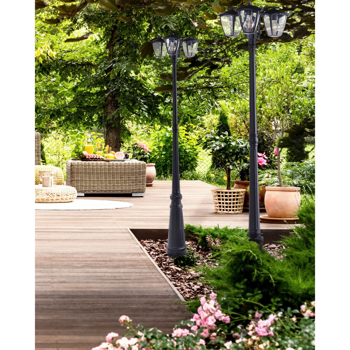 Latarnia ogrodowa 3-punktowa czarna LEMRO