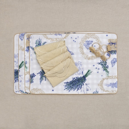 Podkładki dwustronne Lavender & Beige Gingham - 6 sztuk