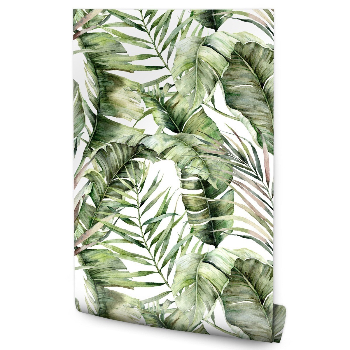 Tapeta LIŚCIE Bananowca Palmy Akwarela