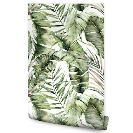 Tapeta LIŚCIE Bananowca Palmy Akwarela