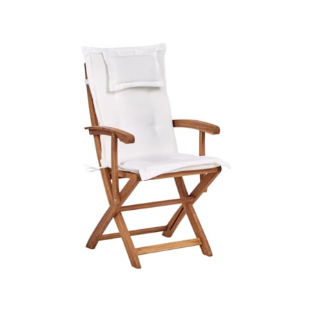 Zestaw ogrodowy drewniany stół i 8 krzeseł z poduszkami złamana biel MAUI II