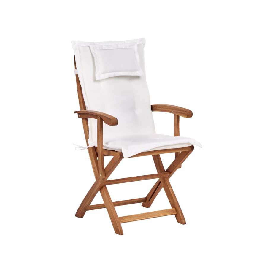 Zestaw ogrodowy drewniany stół i 8 krzeseł z poduszkami złamana biel MAUI II