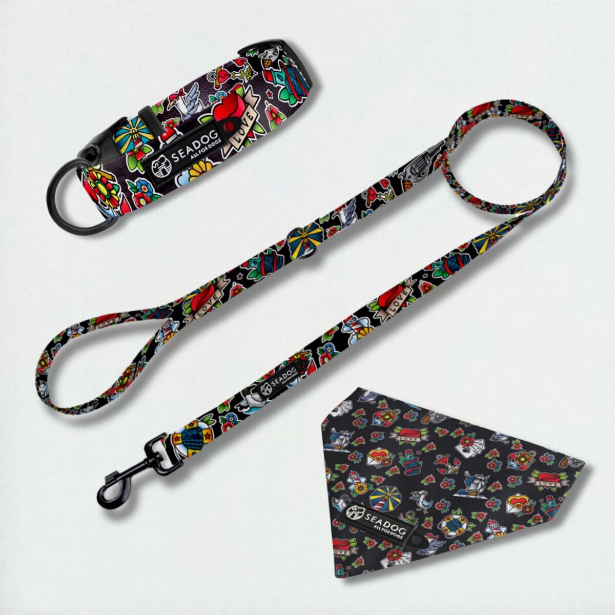 Zestaw: smycz, obroża i bandana, rozmiar S