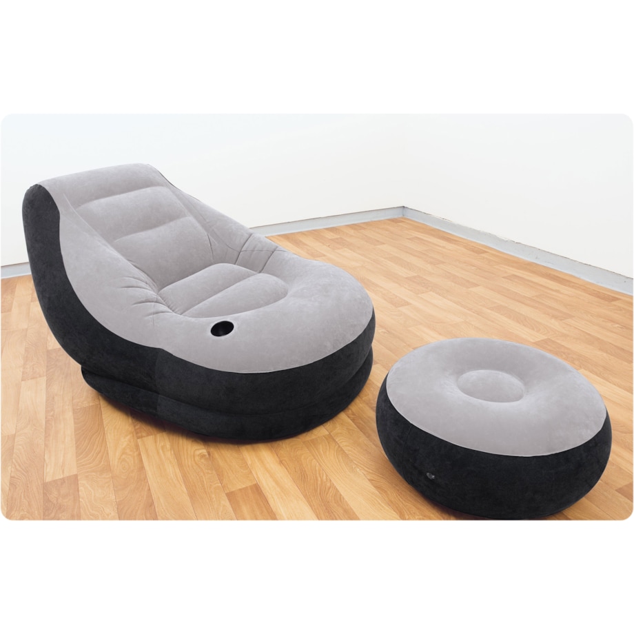 Fotel dmuchany materac podnóżek pufa Intex 68564