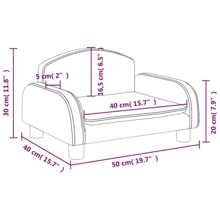 vidaXL Sofa dla dzieci, cappuccino, 50x40x30 cm, sztuczna skóra