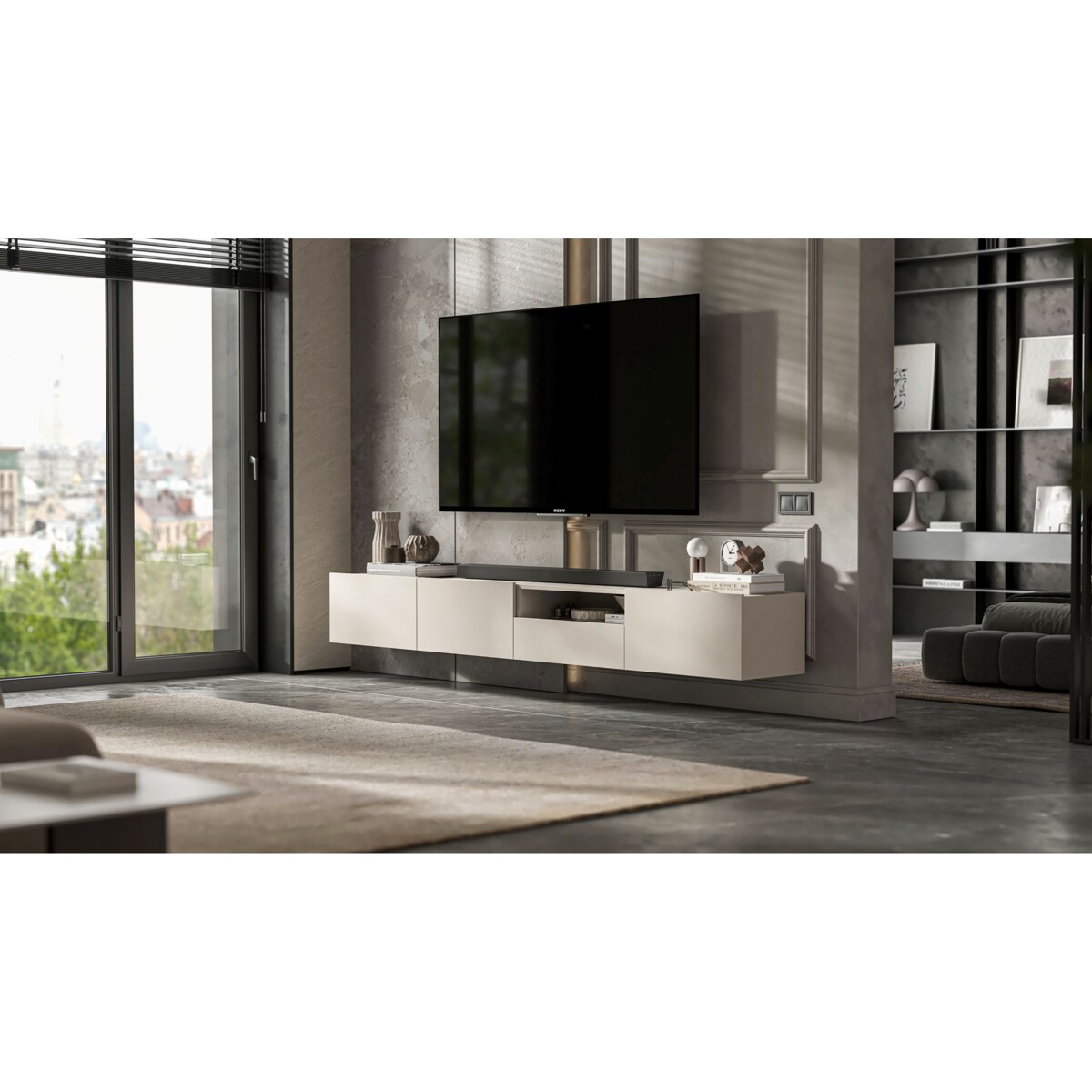 Szafka RTV Loft Wisząca Kaszmir MAT Komoda RTV Szuflada 240 cm