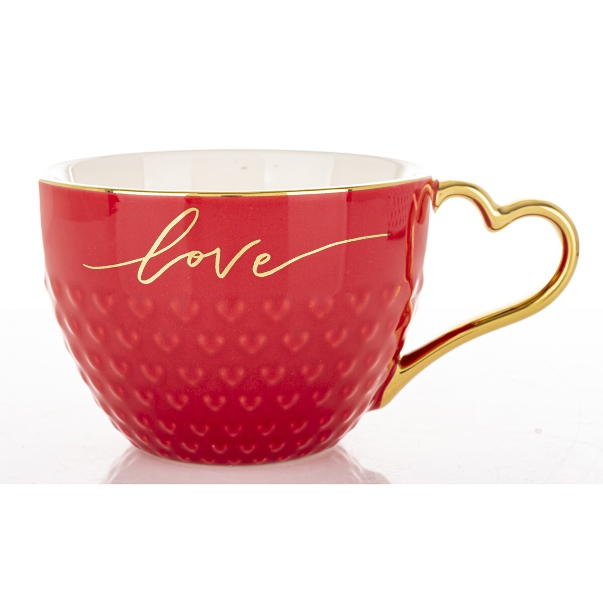 Filiżanka porcelanowa 500 ml czerwono-złota 8,5x16x12 cm LOVE