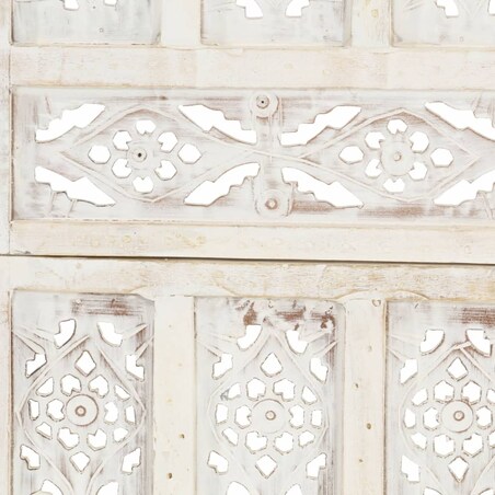 vidaXL Parawan 3-panelowy, rzeźbiony, biały, 120x165 cm, drewno mango