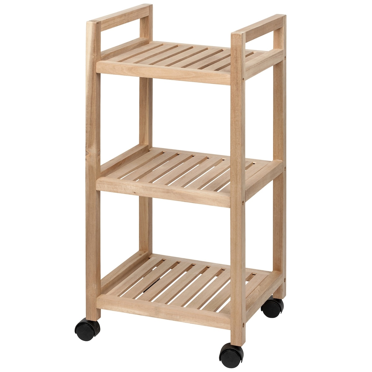 Regał łazienkowy na kółkach ACINA z trzema półkami, drewno akacjowe, WENKO