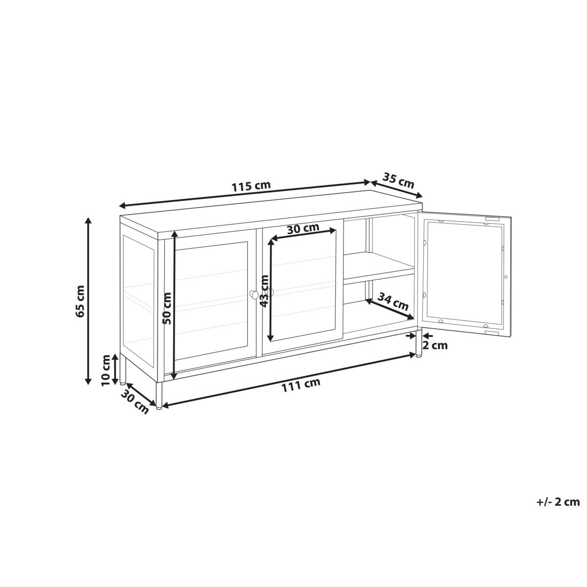 Szafka trzydrzwiowa metalowa ze szklaną gablotą biała NEWPORT