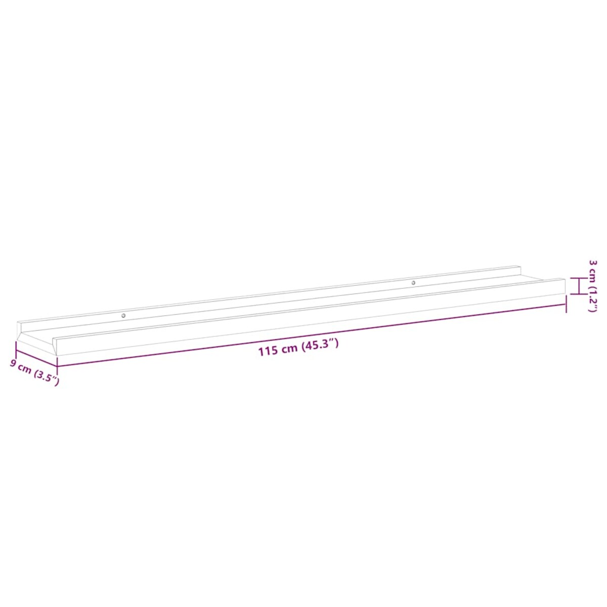 vidaXL Półki ścienne, 4 szt., białe, 115x9x3 cm