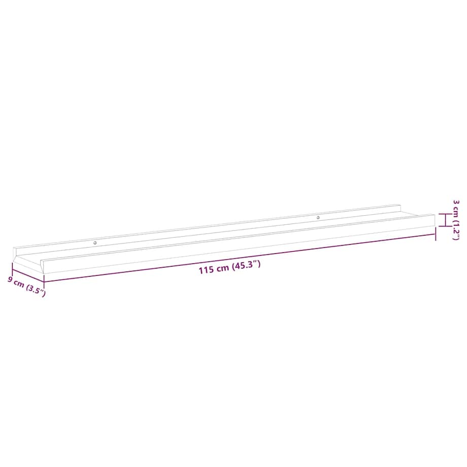 vidaXL Półki ścienne, 4 szt., białe, 115x9x3 cm
