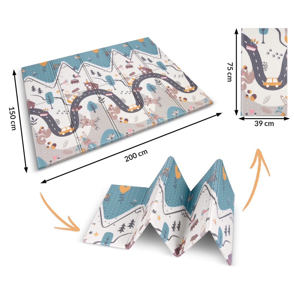 Mata piankowa edukacyjna składana dla dzieci 150x200 pianka xpe Nukido