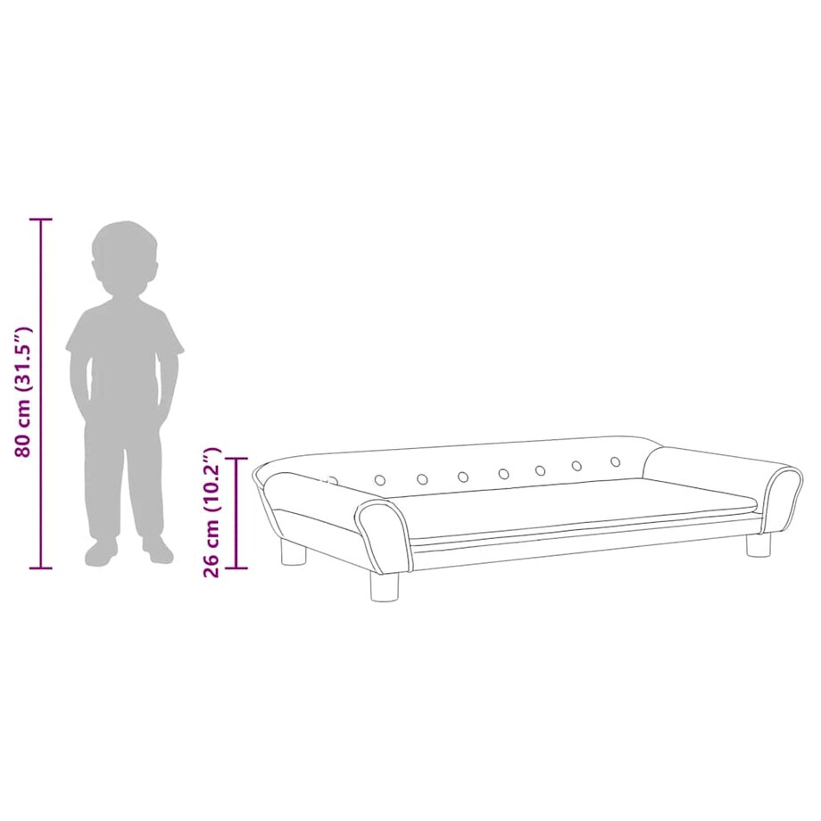 vidaXL Sofa dla dzieci, jasnoszara, 100x50x26 cm, aksamit