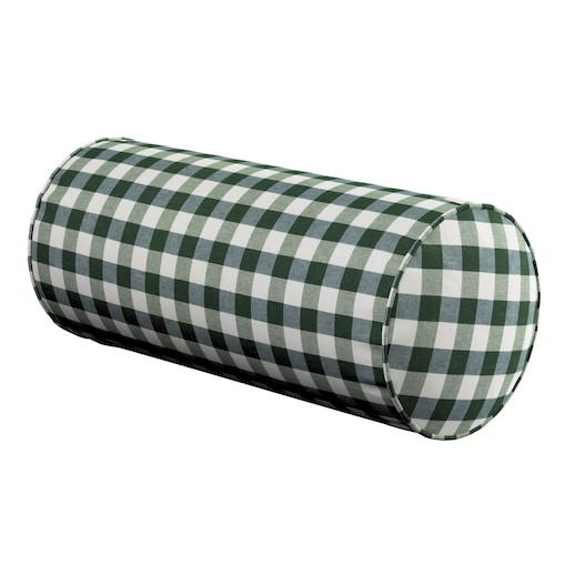 Poduszka wałek prosty, zielono-biała kratka (1,5x1,5cm), Ø16 x 40 cm, Christmas