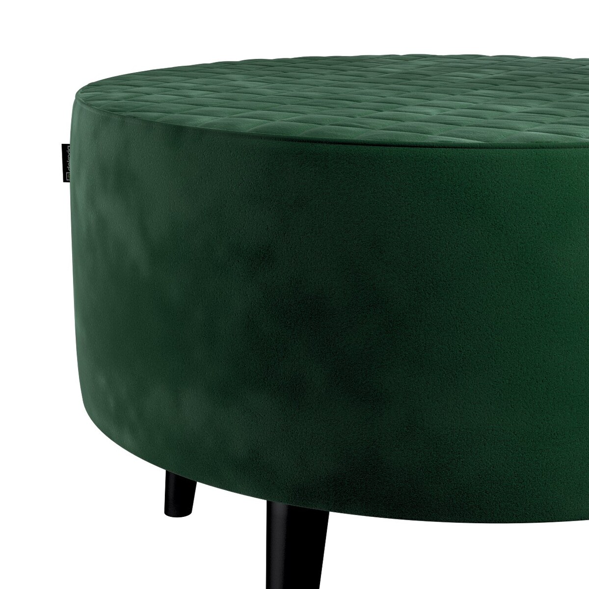 Podnóżek okrągły pikowany, butelkowa zieleń, Ø60 x 40 cm, Velvet