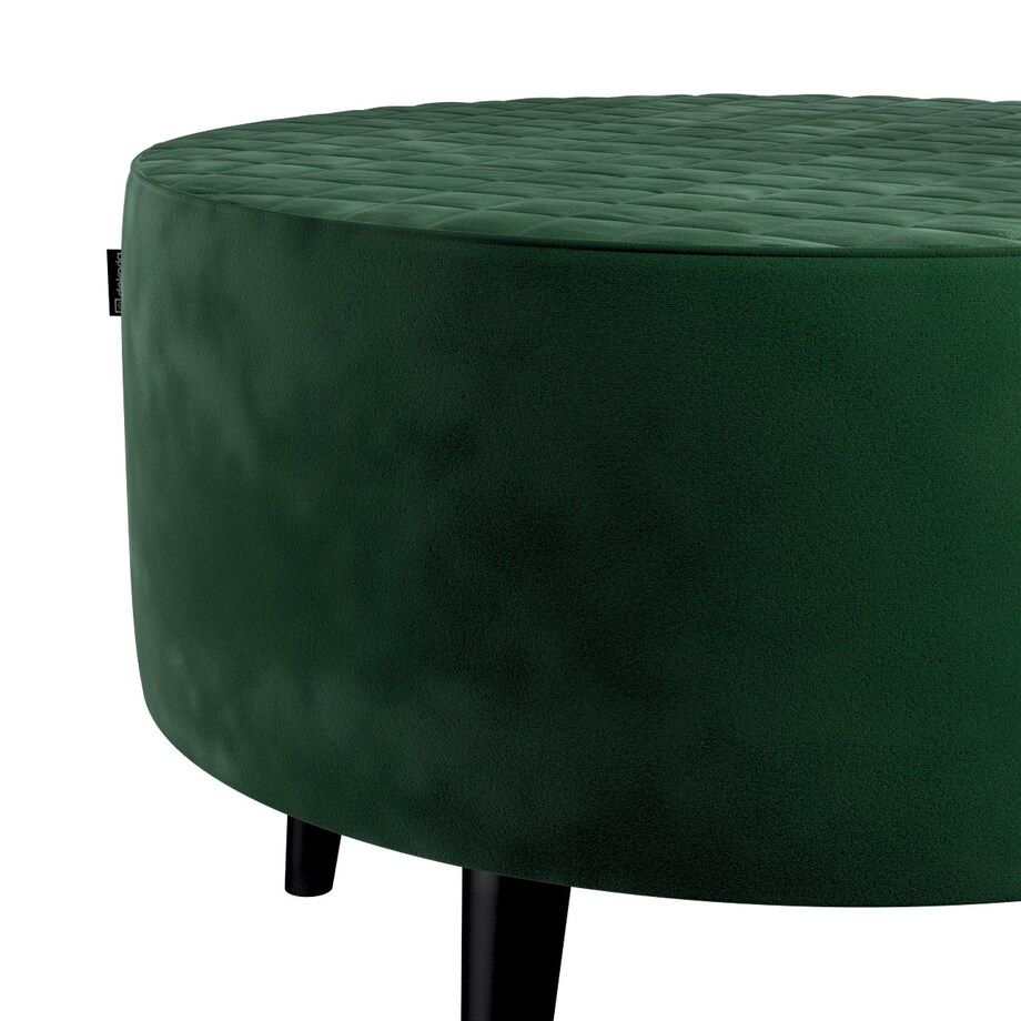 Podnóżek okrągły pikowany, butelkowa zieleń, Ø60 x 40 cm, Velvet