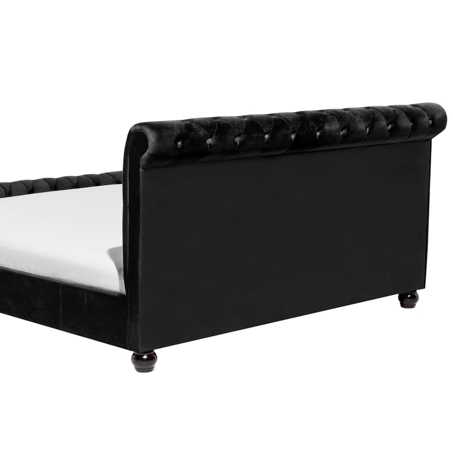 Łóżko wodne Welur AVALLON 160 x 200 cm Czarny