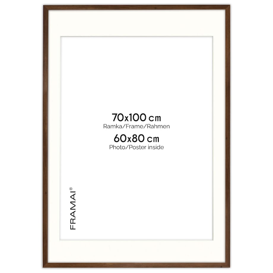 Ramka na zdjęcia z passe partout ramka 70x100 cm z okienkiem passe partout na zdjęcie 60x80 cm kolor brązowy FRAMAI®