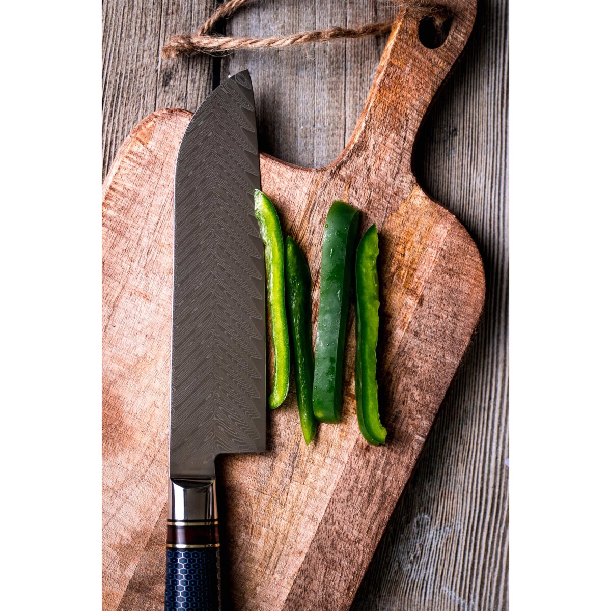 Japońska stal VG-10 Profesjonalny nóż Santoku ze stali damasceńskiej Na prezent Fukutsu Rękojeść G10
