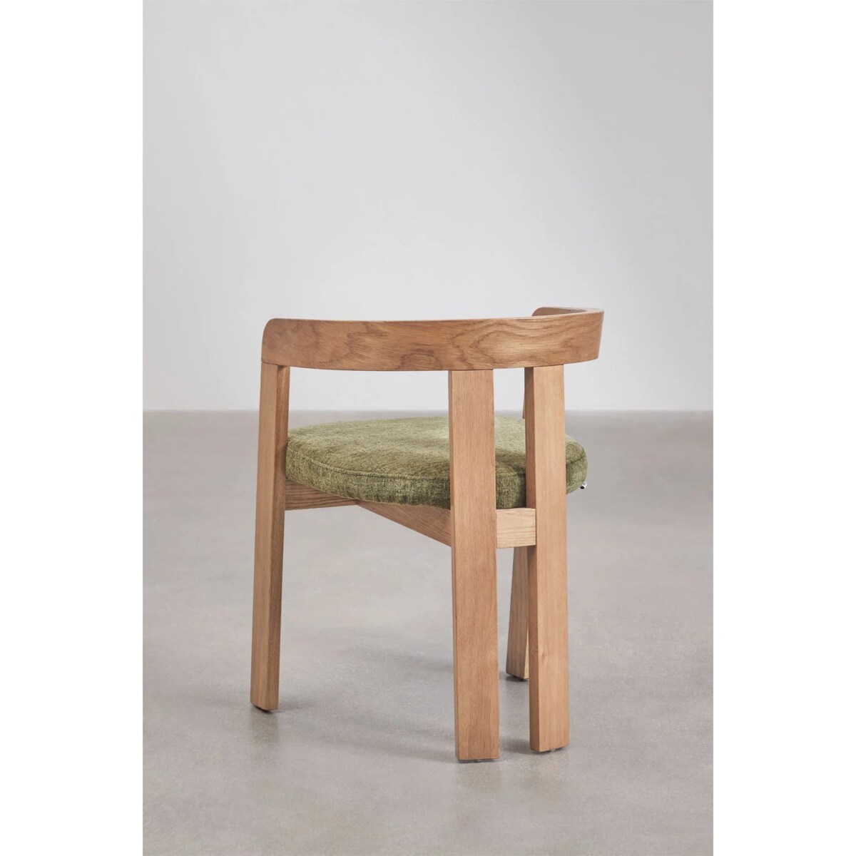 Krzesło z podłokietnikami, jasne drewno, zielone szenilowe, Yvonne