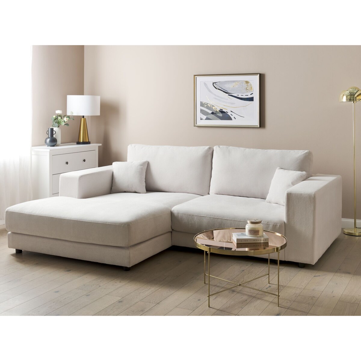 Narożnik 3-osobowy prawostronny biały LOFOTEN