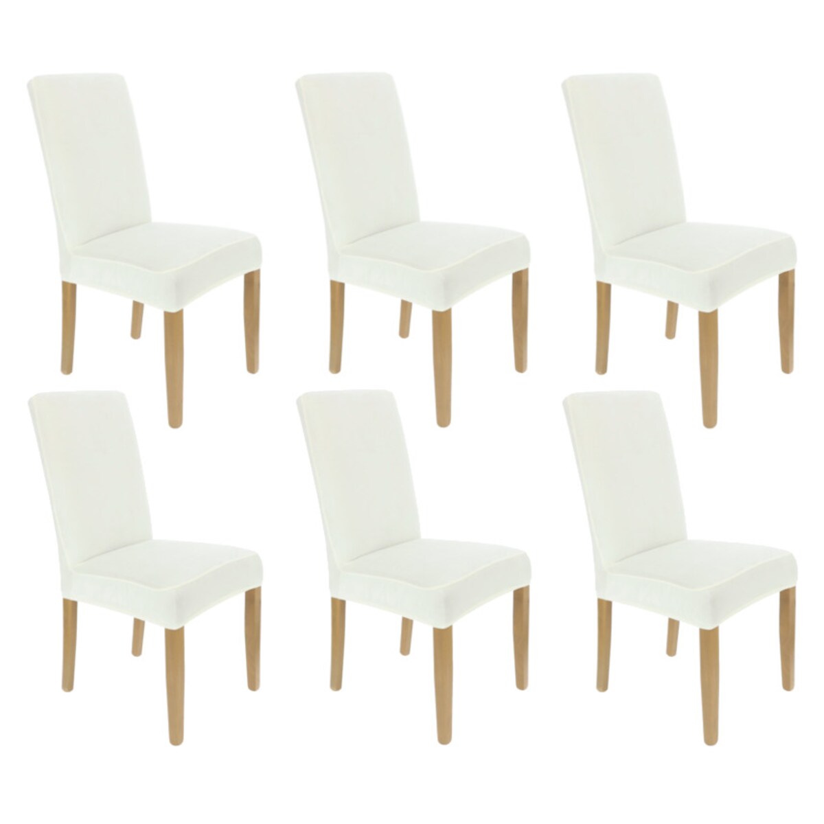 Pokrowiec Na Krzesło Zestaw 6 Szt Ecru Welur Elastczyny