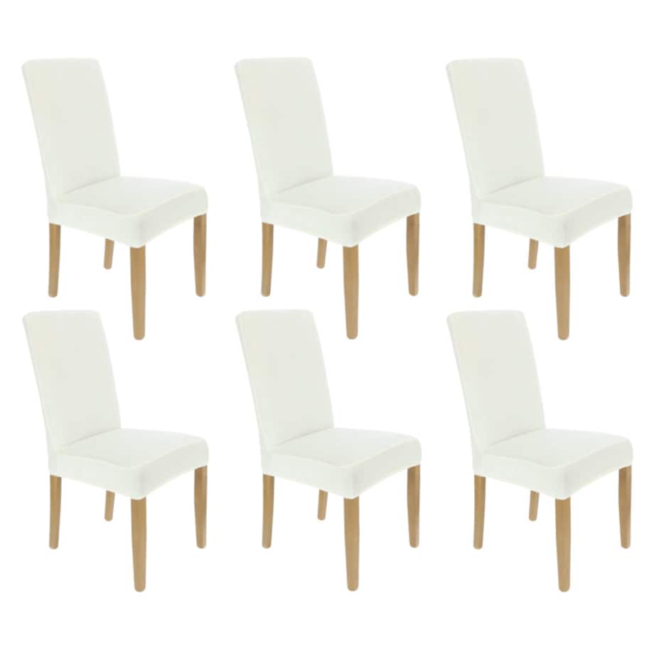 Pokrowiec Na Krzesło Zestaw 6 Szt Ecru Welur Elastczyny