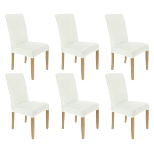 Pokrowiec Na Krzesło Zestaw 6 Szt Ecru Welur Elastczyny