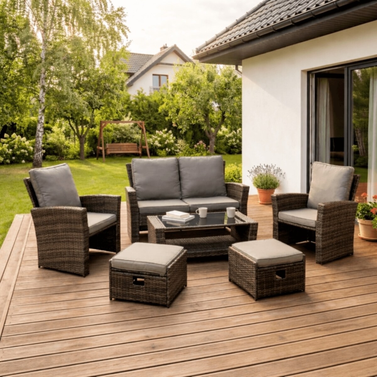 Zestaw Mebli Ogrodowych Na Taras Ogród Technorattan Szary DELGADO