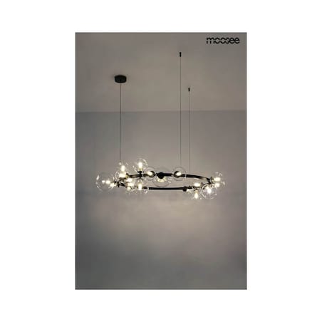 Okrągła lampa wisząca Alure szklane bąbelki ring czarny