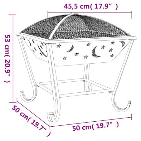 vidaXL Palenisko z pogrzebaczem, 50 cm, XXL, stal