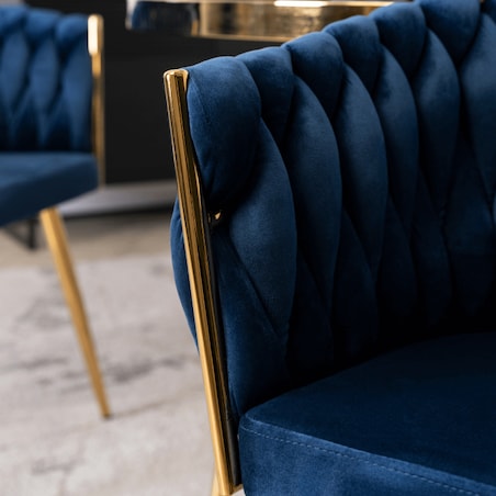 Krzesło Plecione Tapicerowane Glamour Welur Do Salonu Jadalni Granat CAPI