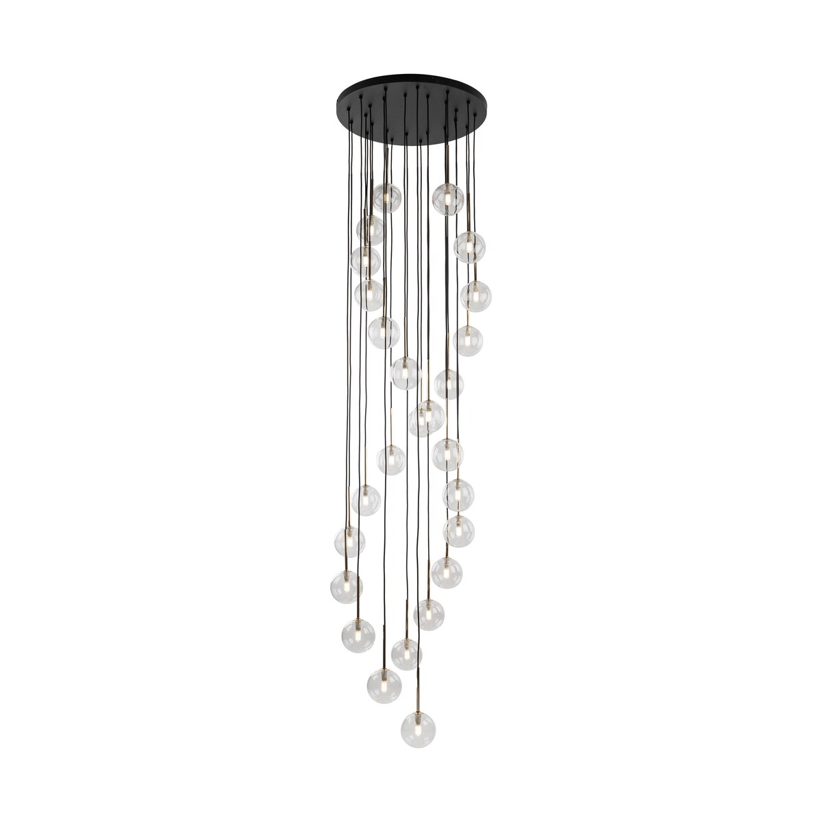 Duża lampa wisząca TK Lighting AURORA Transparent 62 cm 26xG9 czarno-złota szklana regulowana 10258