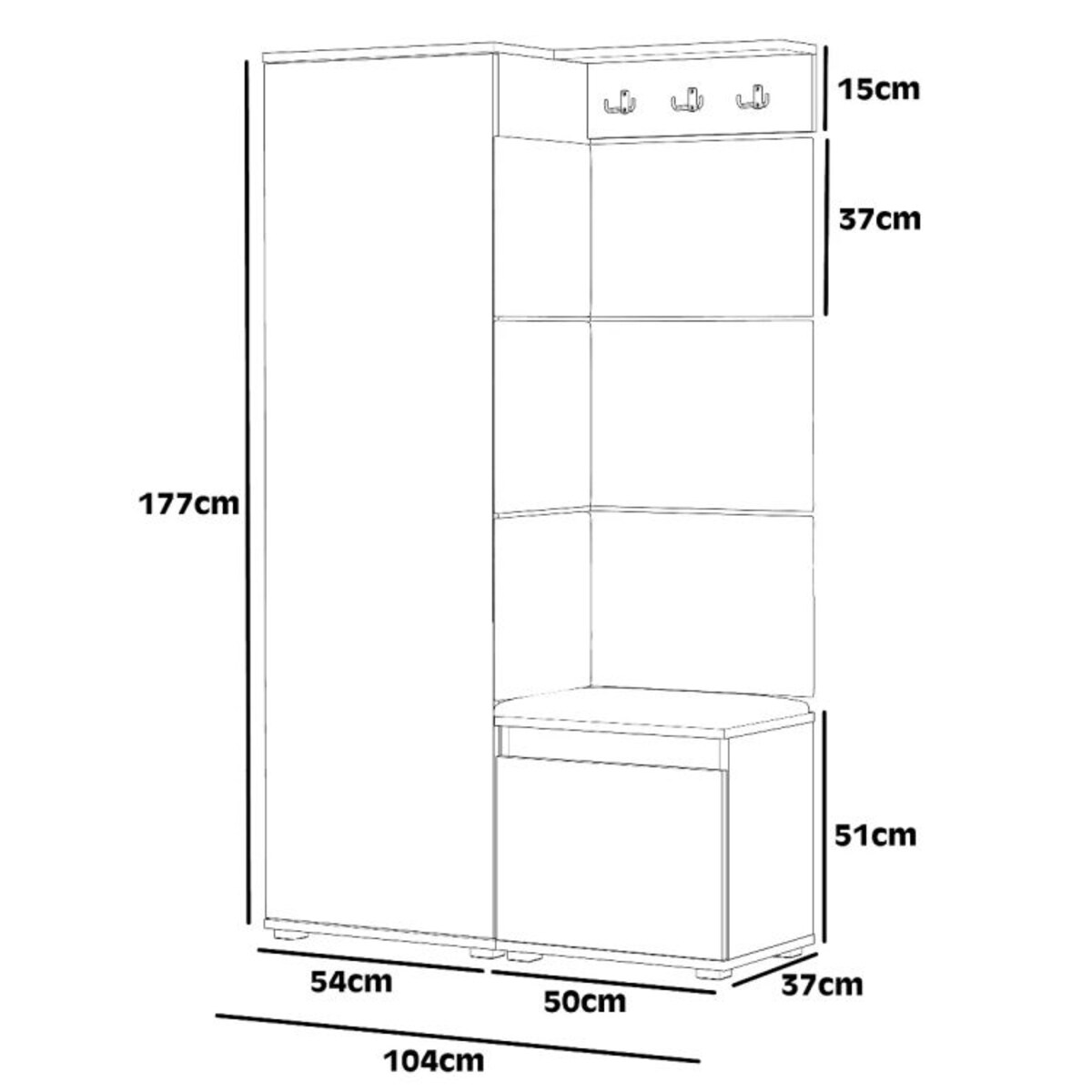 Garderoba do przedpokoju SINGAPUR 104 dąb craft/zielony