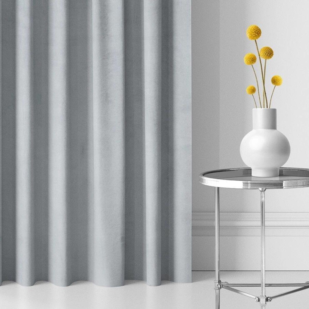 Zasłony gotowe na taśmie WELUROWE 140X250 Jasny szary