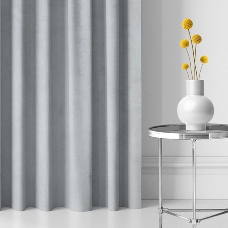 Zasłony gotowe na taśmie WELUROWE 140X250 Jasny szary