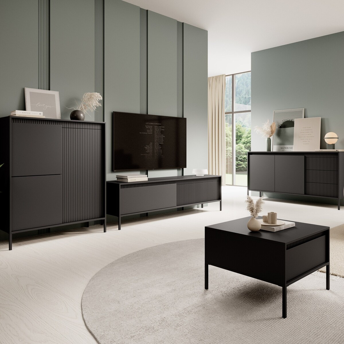 Szafka RTV 53,4x187,1x39,5 cm LEMAL - big czarny