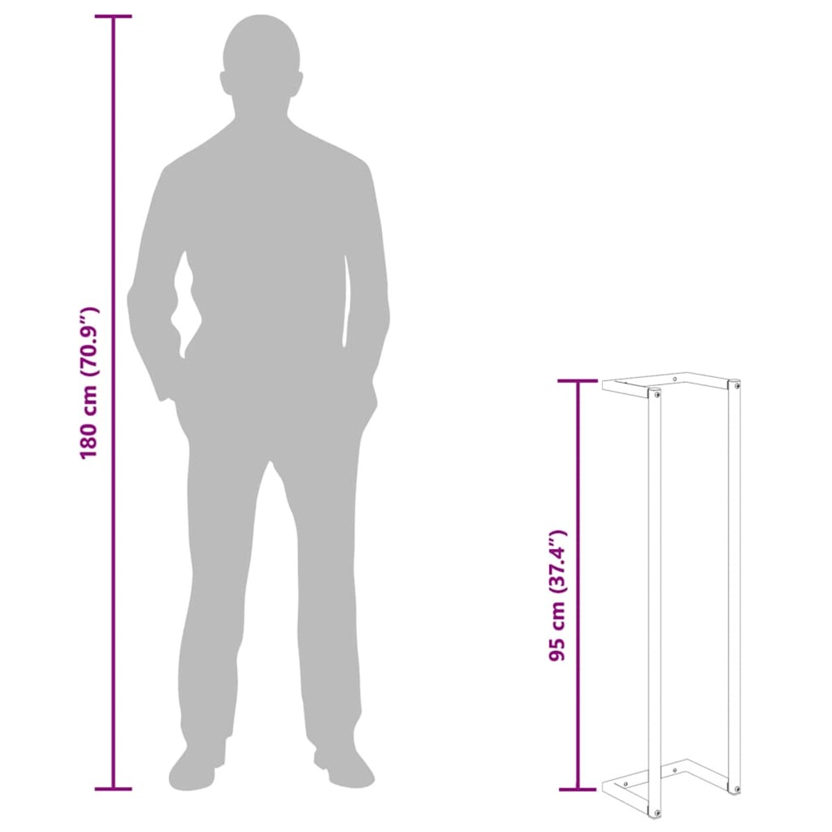 vidaXL Stojak na ręcznik, biały, 25x20x95 cm, stalowy