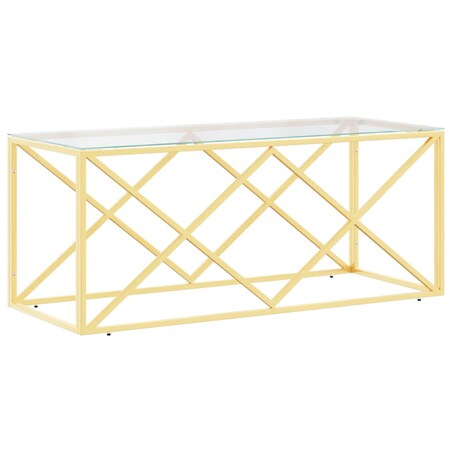 vidaXL Stolik kawowy, 110x45x45 cm, stal nierdzewna i szkło