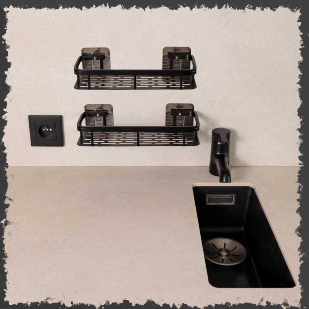 2 szt półka wisząca samoprzylepna loft ścienna łazienkowa pod prysznic