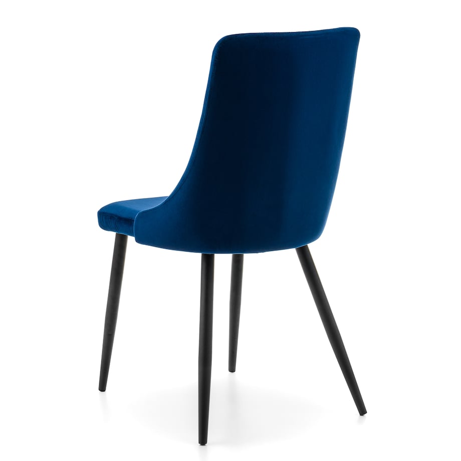 Krzesło tapicerowane welurowe do salonu jadalni UNO granatowe